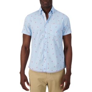 Report Collection Light Blue Flamingo Print Casual Shirt